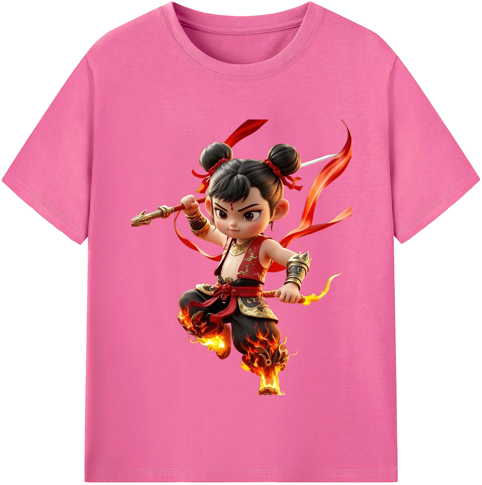 （画像用） Ne Zha 2 ナタ 魔童の大暴れ レディースカジュアルプリントTシャツ（綿100％）